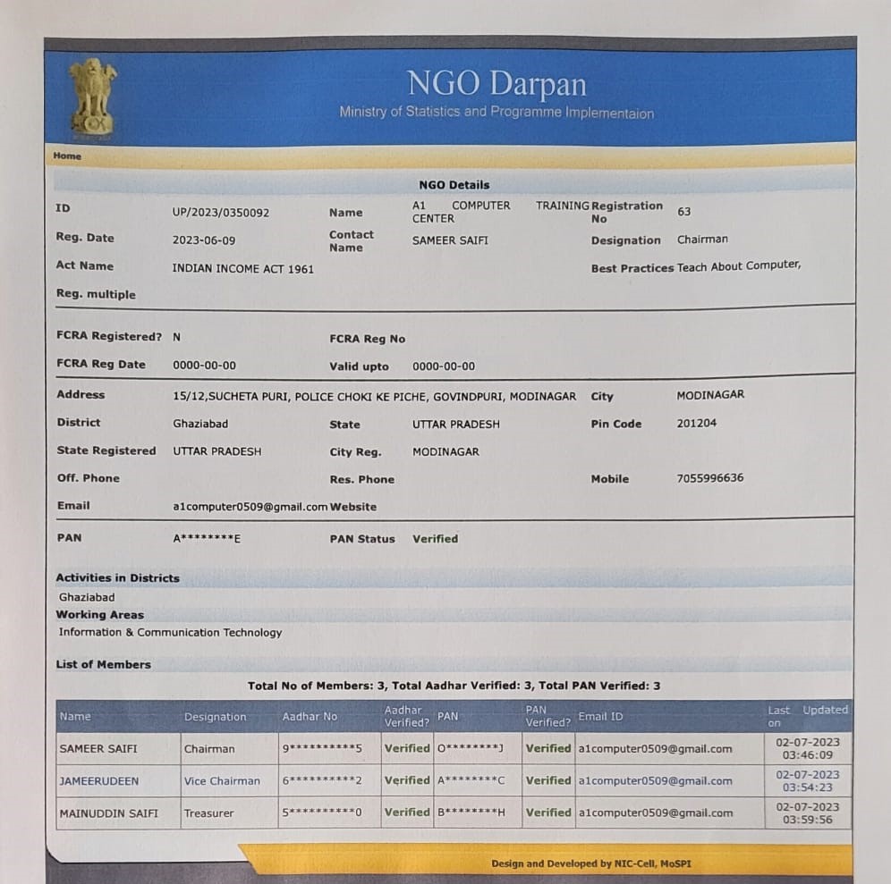 ngo darpan certificate